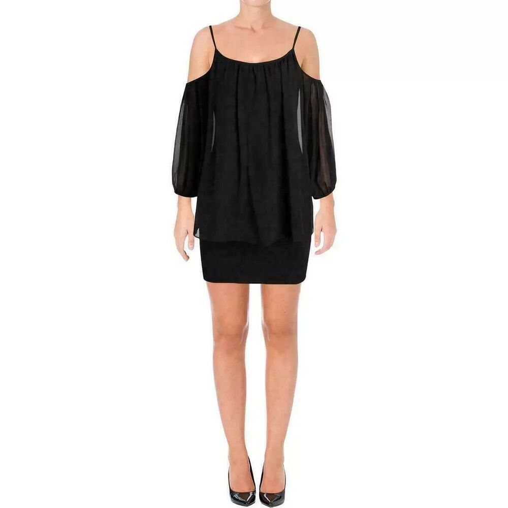 Laundry  Crepe Cold Shoulder Cocktail Mini Dress Women's  sz 2 Black
